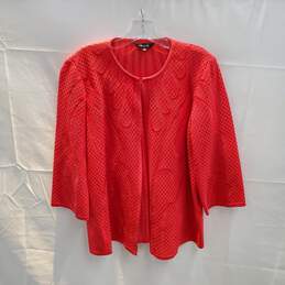 Misook Red Textured 3/4 Sleeve Top Women's Size L