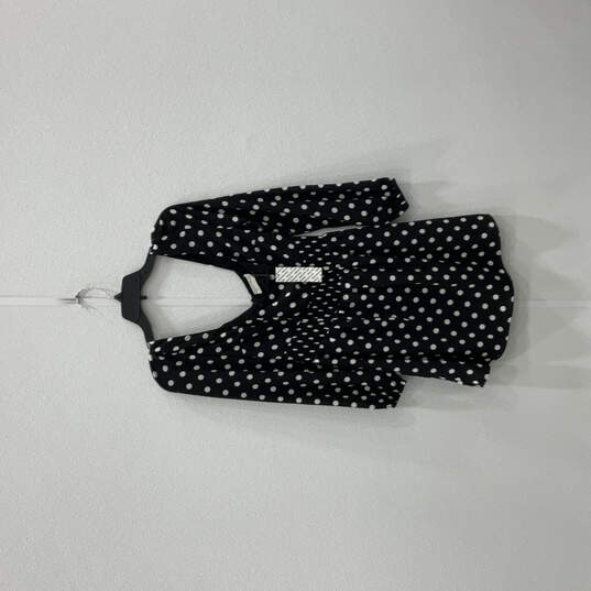 NWT Womens Black Polka Dot Long Sleeve V-Neck Back Zip Mini Dress Size S image number 1