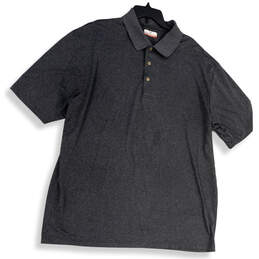 Mens Gray Collared Short Sleeve Three Button Stretch Polo Shirt Size XXLT