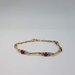 10k Gold Diamond Ruby Bracelet 3.6g alternative image