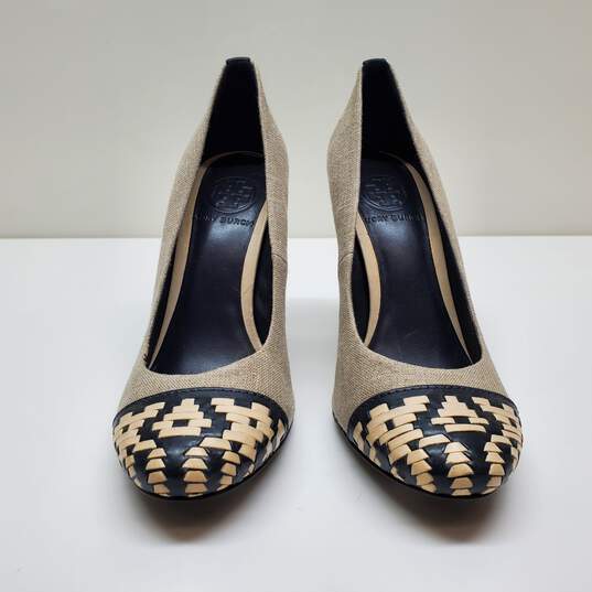 Tory Burch Pump Classic Sylvia Linen Pump Shoes Size 7.5 image number 3