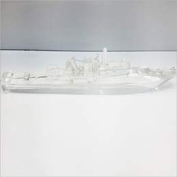 Crystal Battle Ship Hand Crafted 14.5in Unmarked Glass Ship alternative image