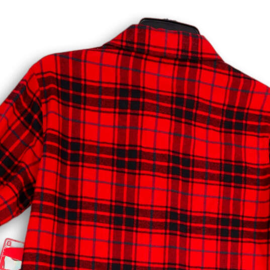 NWT Womens Red Black Plaid Collared Pocket Long Sleeve Sleepshirt Size S image number 4