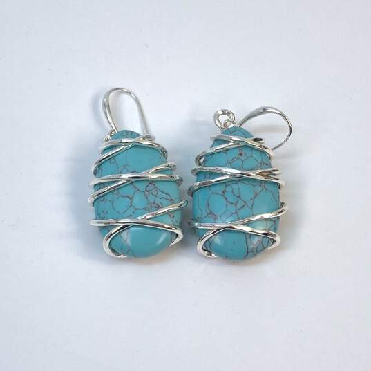 Designer Robert Lee Morris Silver-Tone Blue Stone Dangle Drop Earrings image number 2