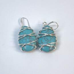 Designer Robert Lee Morris Silver-Tone Blue Stone Dangle Drop Earrings alternative image