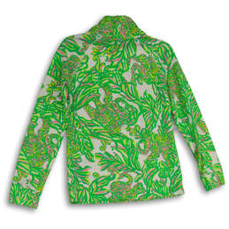 Womens Green Pink Printed Half Zip Skipper Popover Blouse Top Size Small alternative image