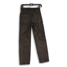 NWT Womens Black Bronze Shimmer 5-Pocket Design Straight Jeans Size 00 alternative image