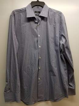 Hugo Boss Blue Long Sleeve Shirt Size 17