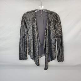 Free People Gray Sequin Lined Draped Open Front Jacket WM Size XS