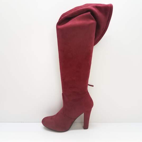 Forever Burgundy Faux Suede Women's Boots Size 7.5 image number 2