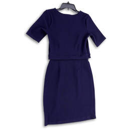 Womens Blue Short Sleeve Round Neck Knee Length Blouson Dress Size Small alternative image