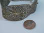 Vintage Mexico 925 Spun Silver Scrolled Flower Filigree Wide Paneled Bracelet For Repair 26.8g image number 5