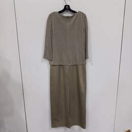 Alex Evenings Brown/Silver Satin Metallic Dress With Sparkly Top Half Size 12 alternative image