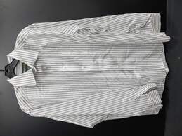 Eddie Bauer Men's Gray/White Striped Dress Shirts Size L