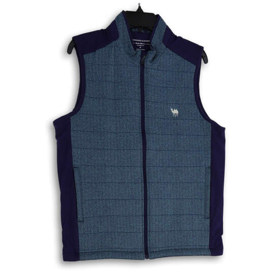 Mens Blue Mock Neck Slash Pocket Full-Zip Golf Windbreaker Vest Size M image number 4