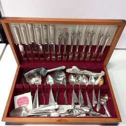 Holmes And Edward Inlaid Silver-Plate Silverware Set  in Wooden Case