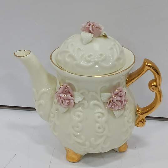 Vintage Off White Porcelain w/ Pink Rose Tea Set image number 3