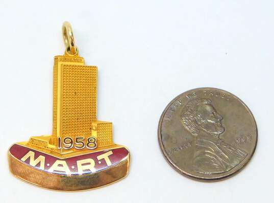 Vintage 1968 10K Yellow Gold Enamel MART Charm Pendant 6.1g image number 6