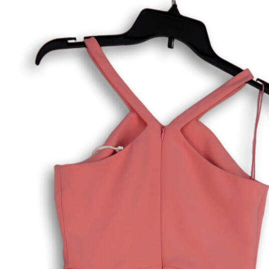 NWT Womens Pink Regular Fit V-Neck Back Zip Fit & Flare Dress Size 6 image number 4