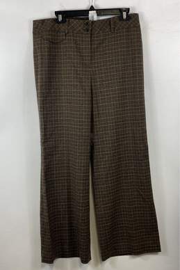 LOFT Ann Taylor Brown Plaid Flare Pants - Size 12