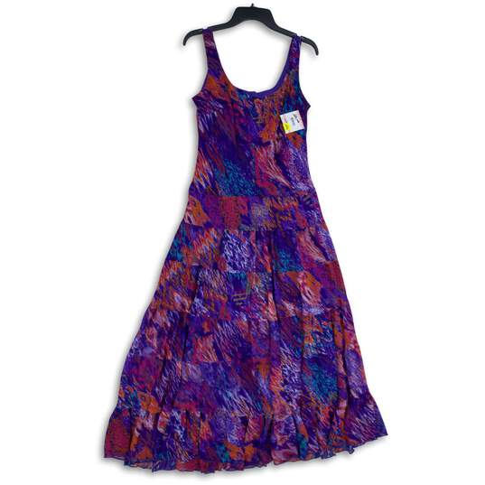 NWT Kasper Womens Purple Tie Dye Round Neck Sleeveless Fit & Flare Dress Size 10 image number 1