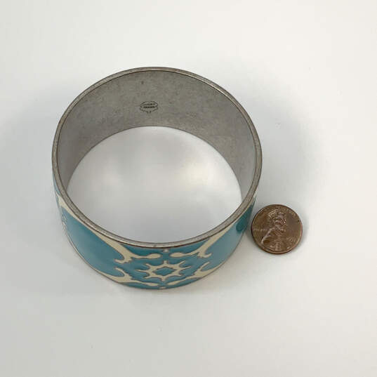 Designer Lucky Brand Silver-Tone Blue Enamel Round Shape Cuff Bracelet image number 2