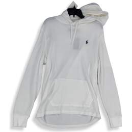 Polo Ralph Lauren Mens White Long Sleeve Kangaroo Pocket Pullover Hoodie Size L