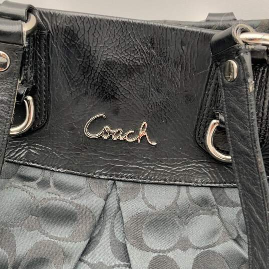 Coach Womens F15510 Black Signature Print Ashley Double Handle Shoulder Bag image number 5