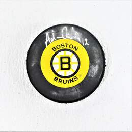 HOF Adam Oates Autographed Hockey Puck Boston Braves
