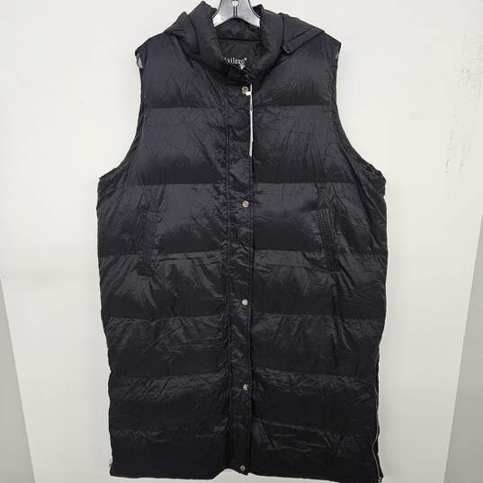 Buy the Avilego Hooded Long Down Vest Full-Zip Sleeveless Puffer