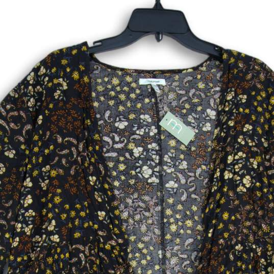 NWT Maurices Womens Black Floral Fringe Open Front Kimono Blouse Top Size XL image number 3