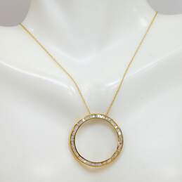 10K Yellow Gold 0.44 CTTW Baguette Diamond Circle Pendant Necklace 1.7g alternative image