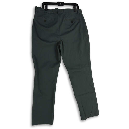 Mens Green Flat Front Slash Pocket Straight Leg Chino Pants Size 36X32 image number 2