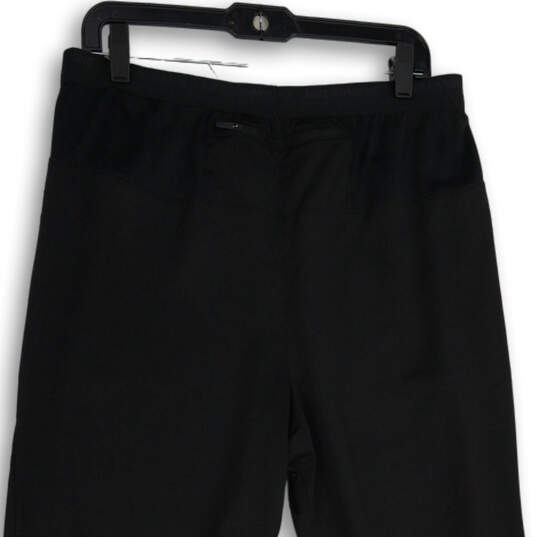 NWT Mens Black Elastic Waist Drawstring Ankle Zip Track Pants Size LT image number 4