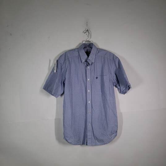 Mens Regular Fit Short Sleeve Collared Button-Up Shirt Size Medium image number 1