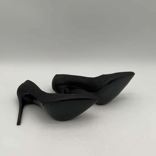 Womens Black Pointed Toe Fashionable Slip-On Stiletto Pump Heels Size 8 image number 5