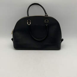 Womens Black Leather Bottom Stud Double Handle Zipper Shoulder Bag Purse alternative image