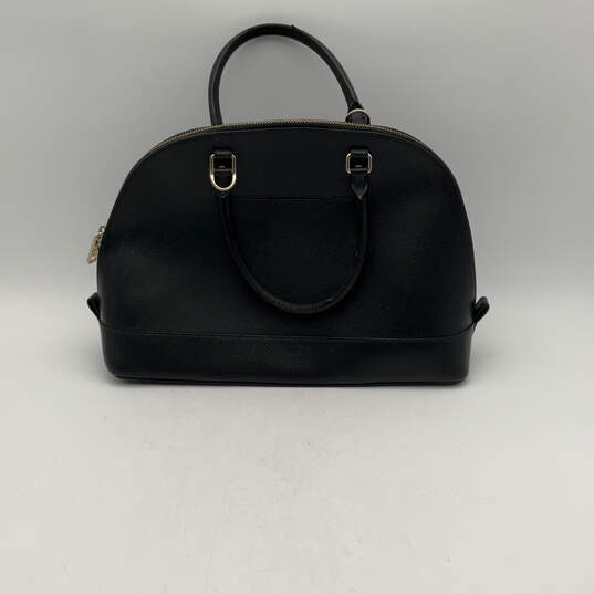 Womens Black Leather Bottom Stud Double Handle Zipper Shoulder Bag Purse image number 2