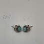 Designer Pandora S925 ALE Sterling Silver Turquoise Stone Stud Earrings image number 3