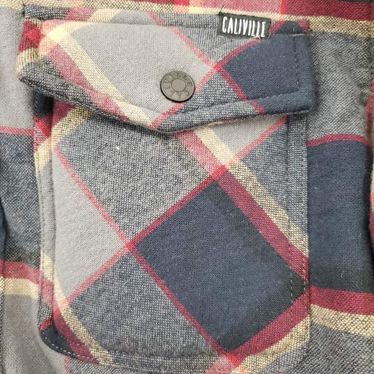 Caliville Men Grey Check Flannel S NWT image number 5