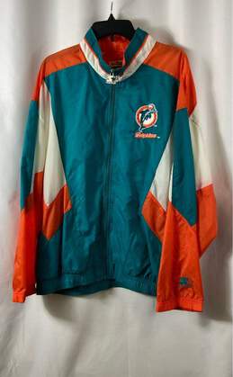 Starter Mens Multicolor Miami Dolphins NFL Football Windbreaker Jacket Size XL