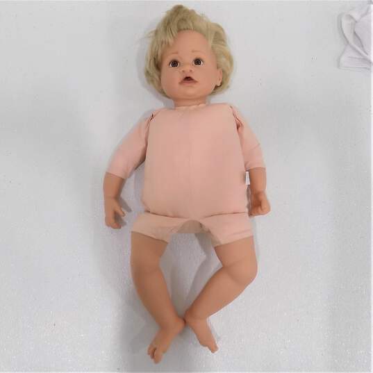 Gotz  Germany Baby Girl Reborn Doll Weighted Blonde Hair Brown Eyes image number 6