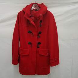 Stile Benetton Red Polyester Hooded Winter Jacket Size 44
