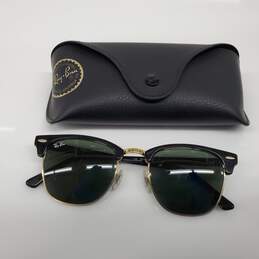 Ray-Ban RB3016 Clubmaster Black Gold Round Sunglasses