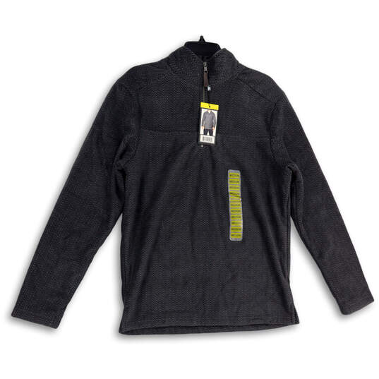 NWT Mens Gray Chevron Fleece Mock Neck Quarter Zip Long Sleeve Jacket Sz M image number 1