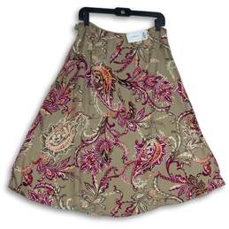 NWT Croft & Barrow Womens Beige Floral Side Zip A-Line Skirt Size 12 alternative image