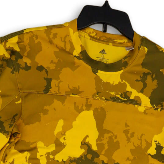 Mens Yellow Brown Camouflage Crew Neck Short Sleeve Pullover T-Shirt Size S image number 3