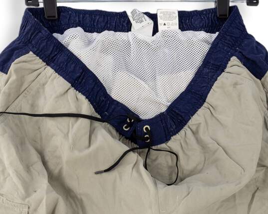 Mens Ivory Flat Front Elastic Waist Cargo Pocket Swim Trunks Size XL image number 3