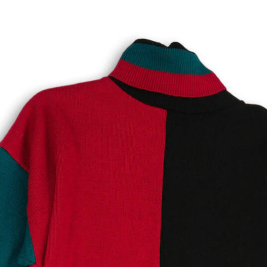 Womens Multicolor Colorblock Turtleneck Long Sleeve Pullover Sweater O/S image number 3