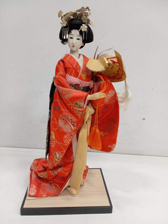 18” Vintage Japanese Geisha Doll W/Samurai Helmet Figurine image number 1
